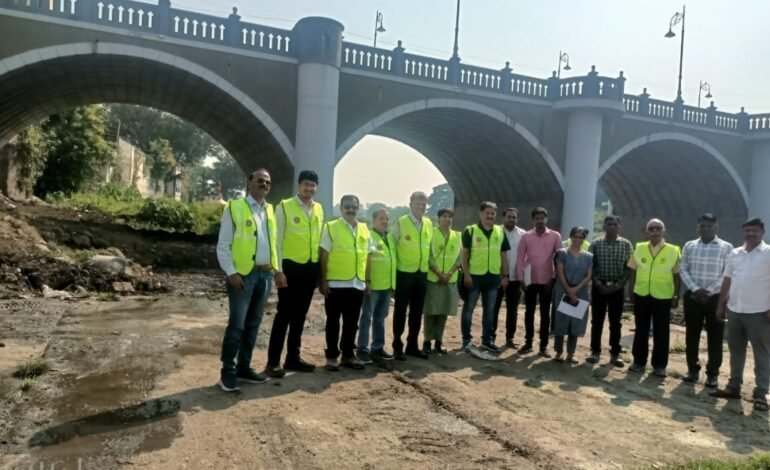 बिल्डर असोसिएशनच्या सदस्यांकडून वाईतील कृष्णा पुलाची पाहणी