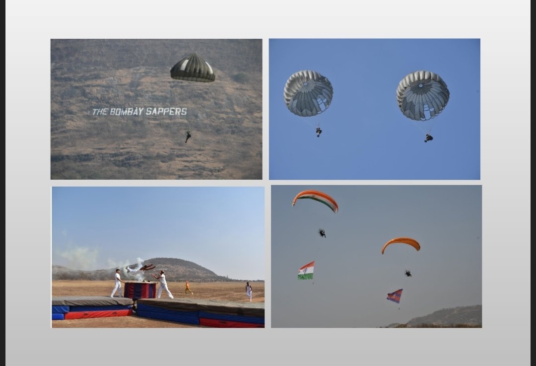 पुण्यातल्या दिघी हिल्स येथे बॉम्बे सॅपर्सचे नेत्रदीपक पॅराड्रॉप प्रदर्शन