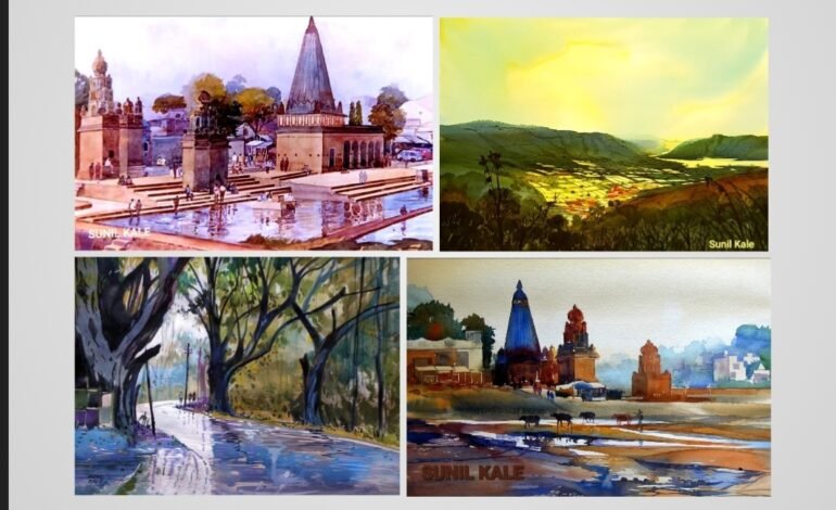 स्वाती व सुनील काळे दांपत्याची कलाकारी चित्रप्रदर्शनाद्वारे वाईकरांच्या भेटीला