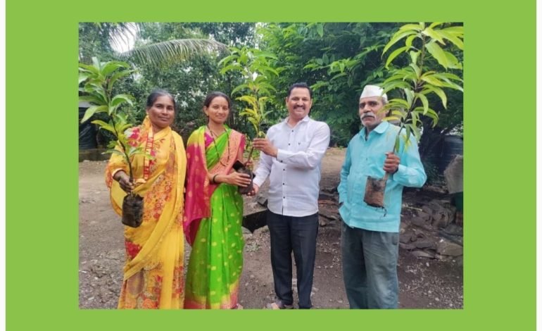 सर्वोदय ट्रस्टतर्फे चांदवडीत केशर आंबा झाडांचे मोफत वाटप