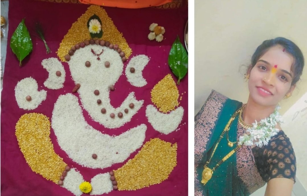 पर्यावरणस्नेही गणपती बाप्पाची रांगोळी पाहण्यासाठी भाविकांची गर्दी..