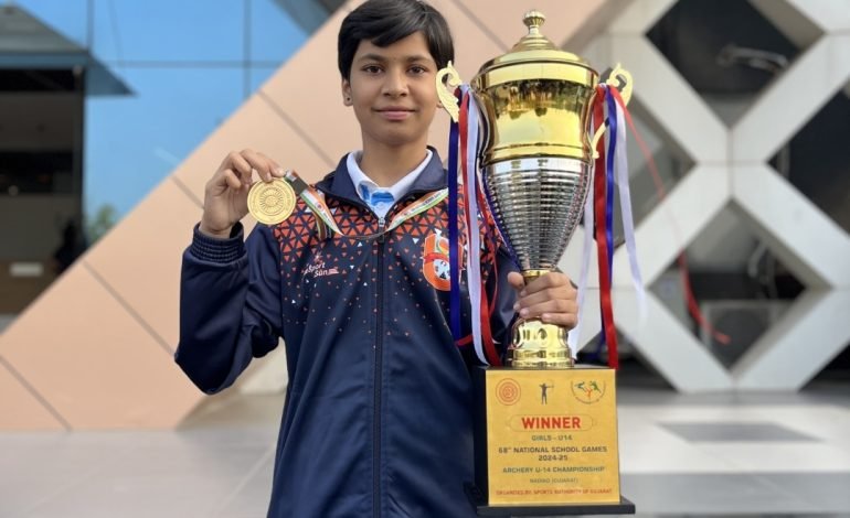 भुईंजच्या कर्मवीर विद्यालयातील संचिता बाबरला राष्ट्रीय धनुर्विद्या स्पर्धेत सुवर्णपदक