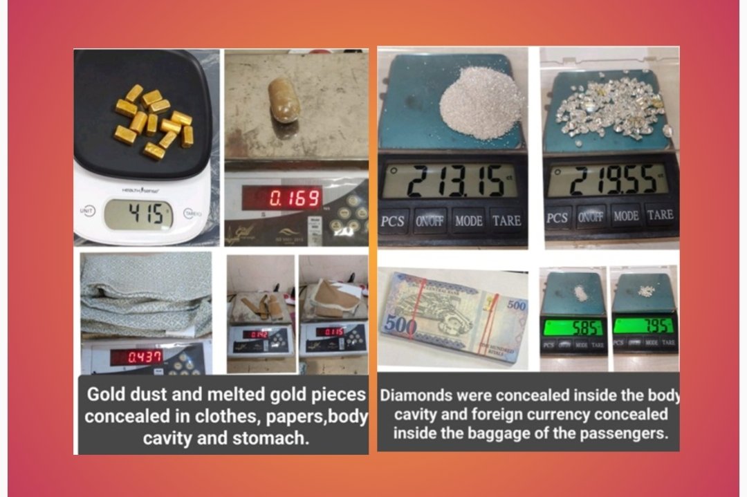सीमाशुल्क अधिकाऱ्यांनी मुंबईत 1.16 कोटी किमतीचे सोने, 1.36 कोटी रूपयांचे विदेशी चलन आणि हिरे केले जप्त
