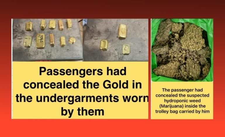 मुंबई सीमाशुल्क विभागाने छत्रपती शिवाजी महाराज आंतरराष्ट्रीय विमानतळावर 9.53 कोटी रुपये किमतीचा गांजा आणि 58.83 लाख रुपये किमतीचे सोने केले जप्त