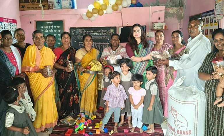 ग्रामस्थांच्या दायित्वातून मिळत आहे अंगणवाडीतील बालकांना पौष्टिक आहार