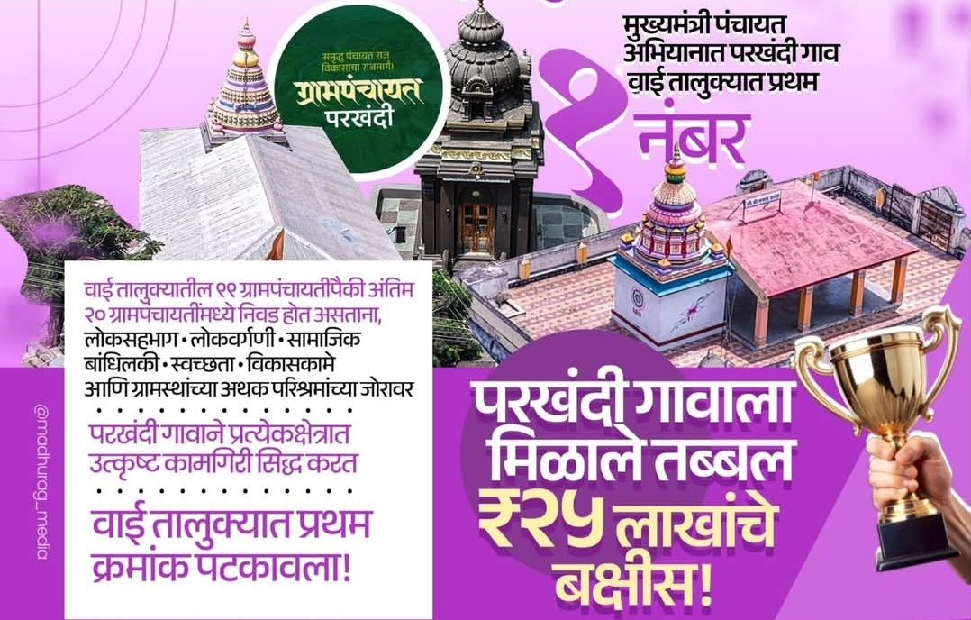 मुख्यमंत्री पंचायत अभियानात परखंदी गावाचा ऐतिहासिक विजय ; वाई तालुक्यात प्रथम क्रमांक!